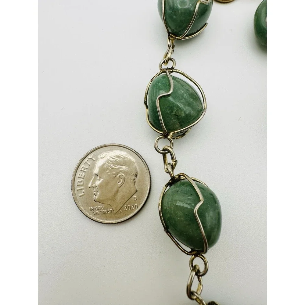 Vintage Wire Caged GemStone Bracelet Gold-Tone 8.5”